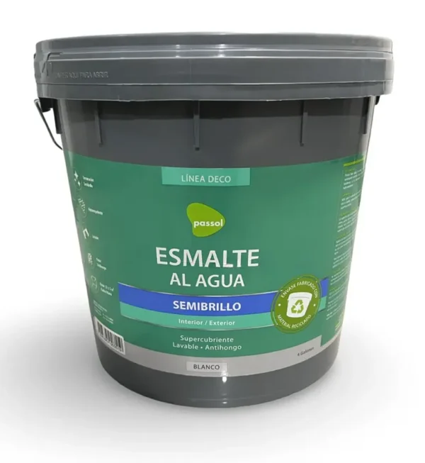 Esmalte al Agua Semibrillo Blanco Passol – Tineta 4 gal (15,2 L)