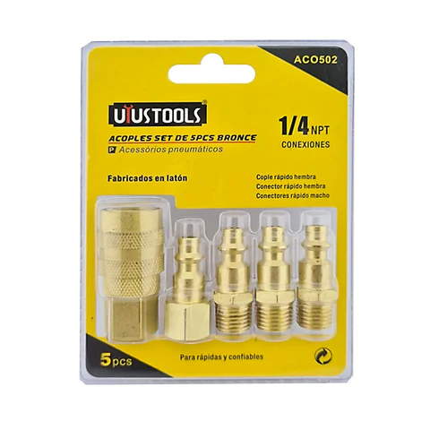 Set de Acoples de Bronce Uyustools 5 Piezas 1/4
