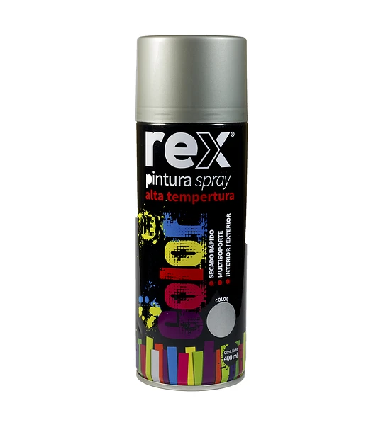 Pintura Spray Alta Temperatura Rex Aluminio 400 ml